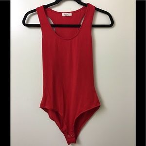 Red one piece bodysuit